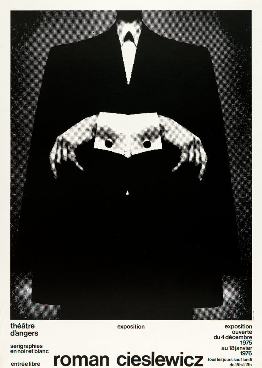 Okładka - Roman Cieslewicz. Sérigraphies en noir et blanc. Théâtre d'Angers. Exposition ouverte du 4 décembre 1975 au 18 janvier 1976
