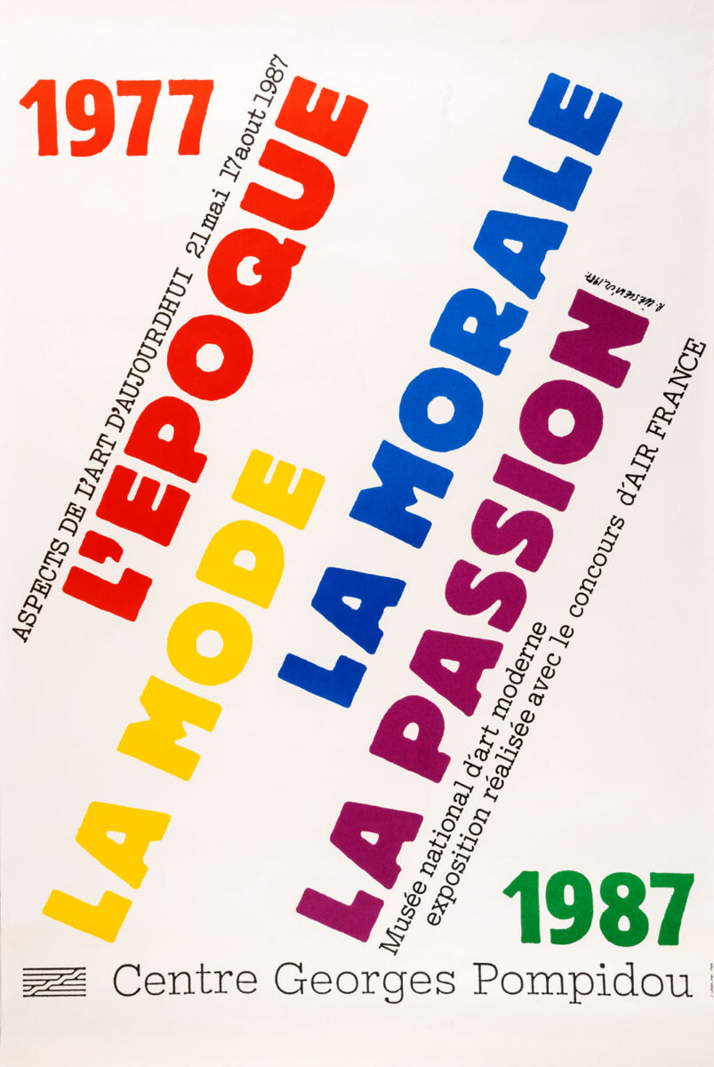 Okładka - L’Époque, la mode, la morale, la passion 1977–1987. Aspects de l'art d'aujourd’hui, 21 mai–17 août 1987, Musée national d’Art moderne. Exposition réalisée avec le concours d'Air France [biały]