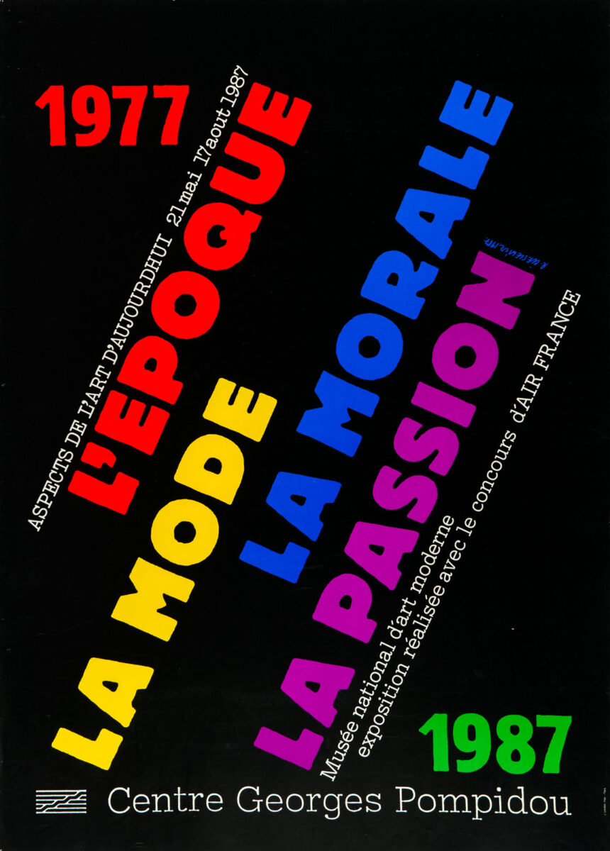 Okładka - L’Époque, la mode, la morale, la passion 1977–1987. Aspects de l'art d'aujourd’hui, 21 mai–17 août 1987, Musée national d’Art moderne. Exposition réalisée avec le concours d'Air France