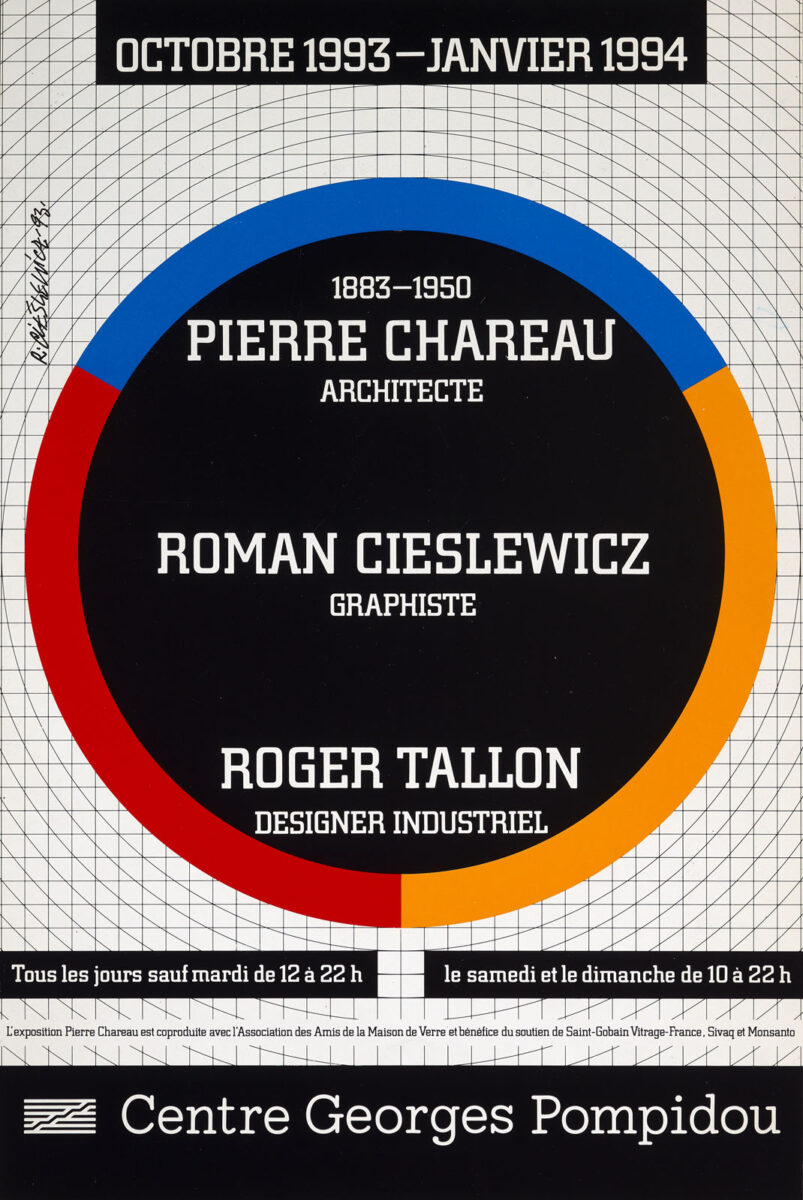 Okładka - Pierre Chareau 1883–1950 architecte, Roman Cieslewicz graphiste, Roger Tallon designer industriel. Centre Georges Pompidou, octobre 1993 – janvier 1994