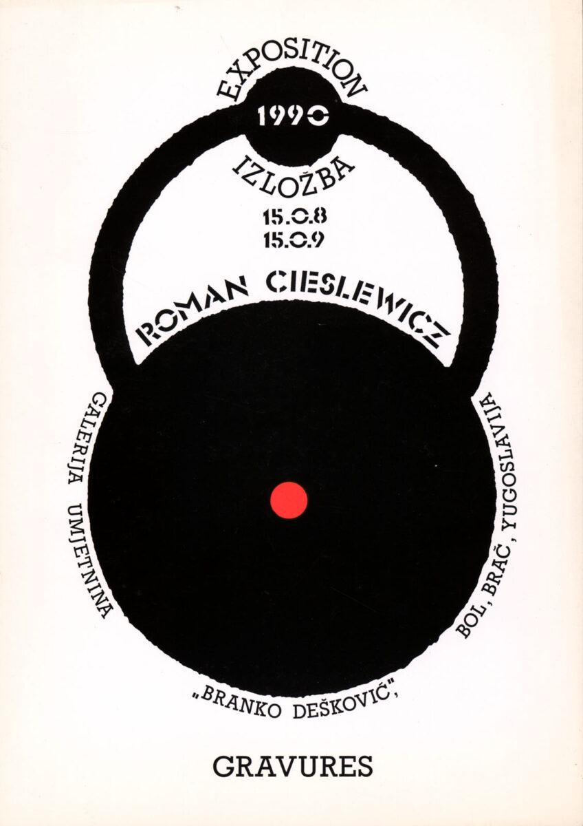 Okładka - Roman Cieslewicz. Gravures. Galerija Umjetnina „Branko Dešković”, Bol, Brač, Yugoslavija. Exposition izložba 1990, 15.08–15.09