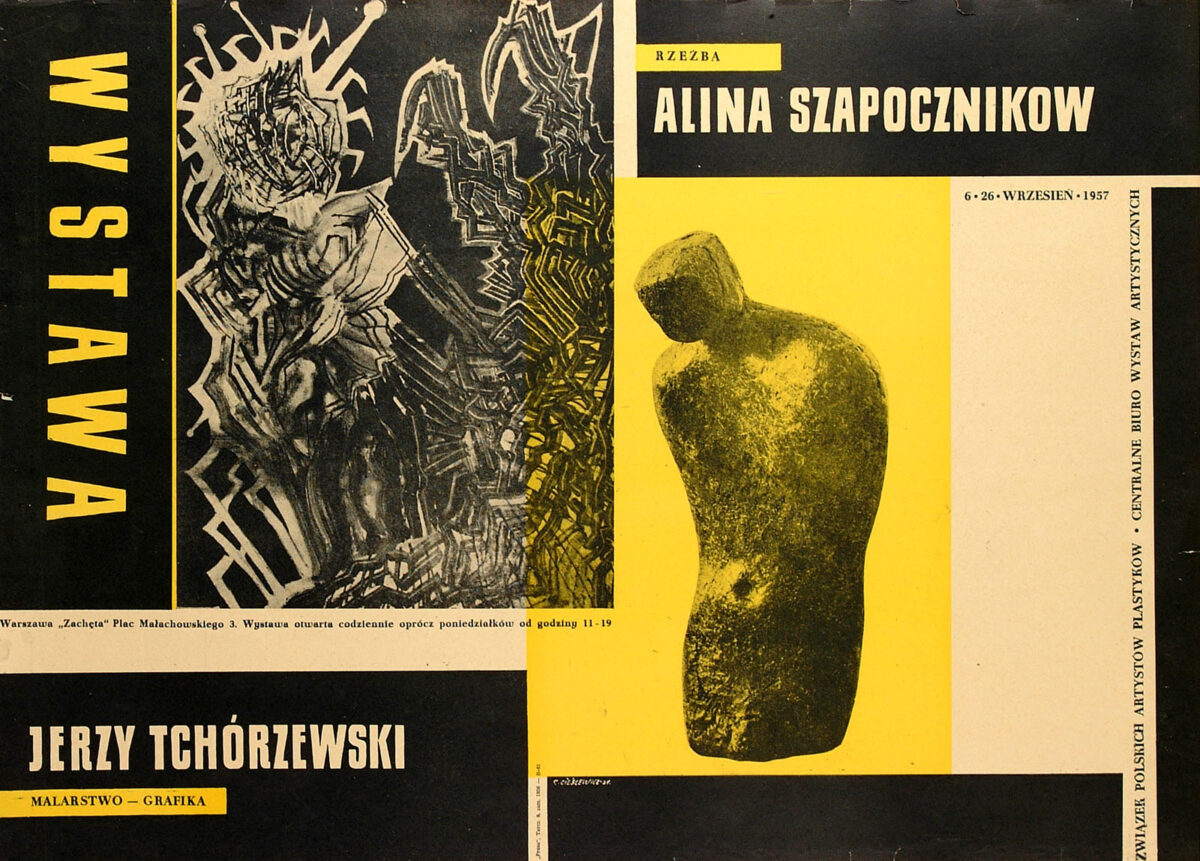 Okładka - Wystawa, Alina Szapocznikow – rzeźba, Jerzy Tchórzewski – malarstwo, grafika. Warszawa, Zachęta, 6–26 wrzesień 1957