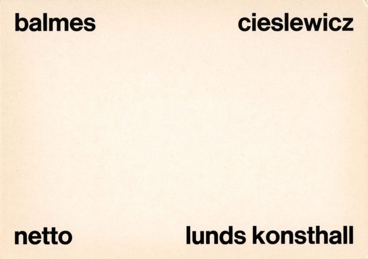 Okładka - Balmes, Netto, Cieslewicz. Lunds Konsthall, 1978