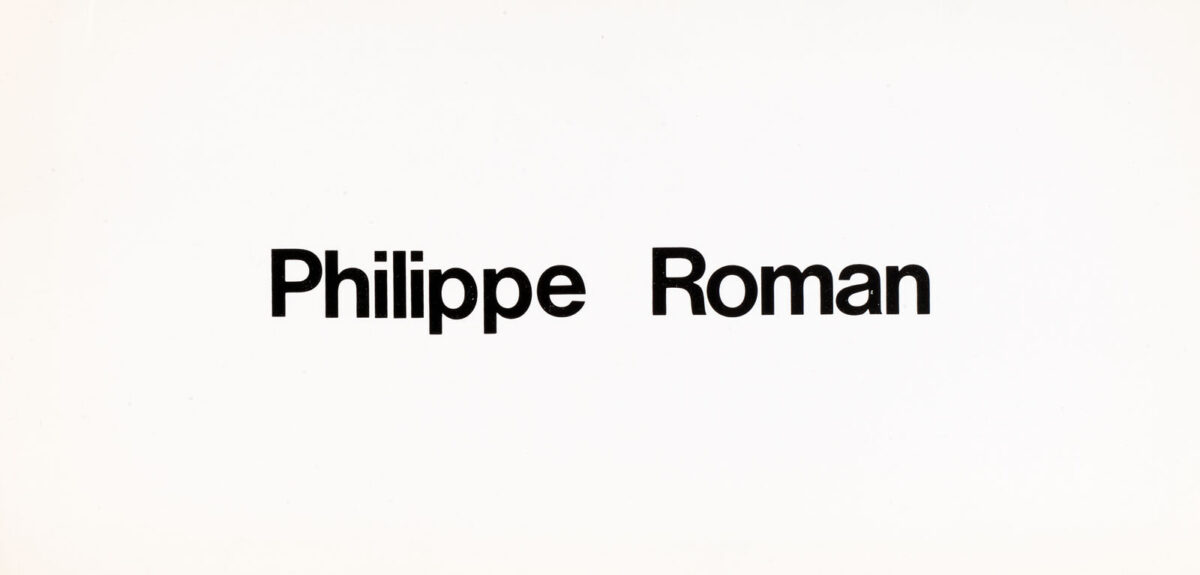 Okładka - Philippe Roman. Galerie Jean Briance