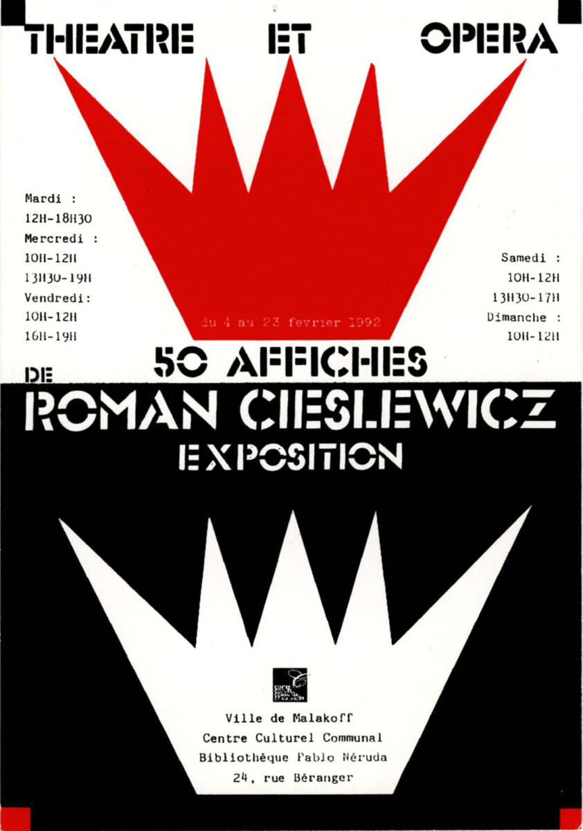 Okładka - Roman Cieslewicz, exposition 50 affiches théâtre et opéra, du 4 au 23 février 1992, Ville de Malakoff, Centre culturel communal, Bibliothèque Pablo Néruda