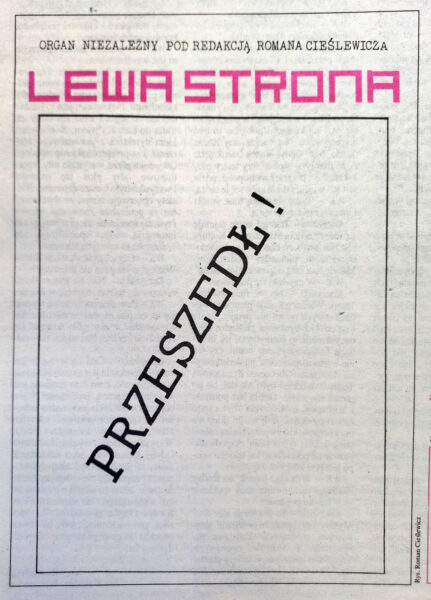 Strona z napisem: Lewa strona. Przeszedł!