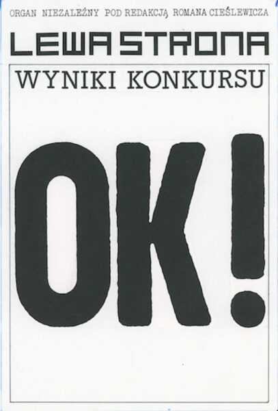 Strona z napisem: Lewa strona. Wyniki konkursu. OK!