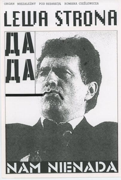 Okładka z napisem: Lewa strona i napis Da da. nam nienada.