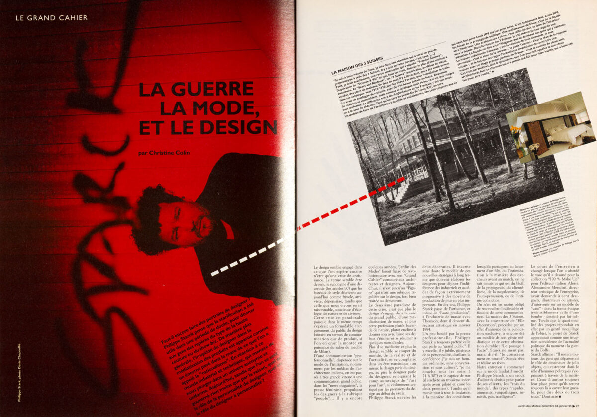 Okładka - STARCK - La guerre, la mode, et le design [Jardin des Modes nr 185, décembre 94 – janvier 95]
